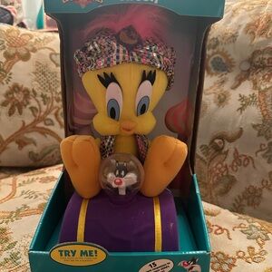 Vintage Warner Bros. Looney Tunes Fortune Teller Tweety Box - Blue and Orange